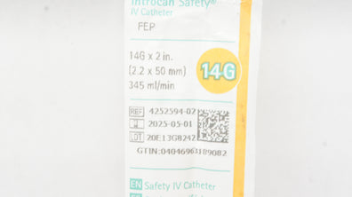 Braun 4252594-02 Introcan Safety IV Cath. 14G x 2inch 345ml/min